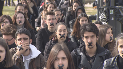 Huelga de los estudiantes de la Rey Juan Carlos  para protestar por la reducción de titulaciones