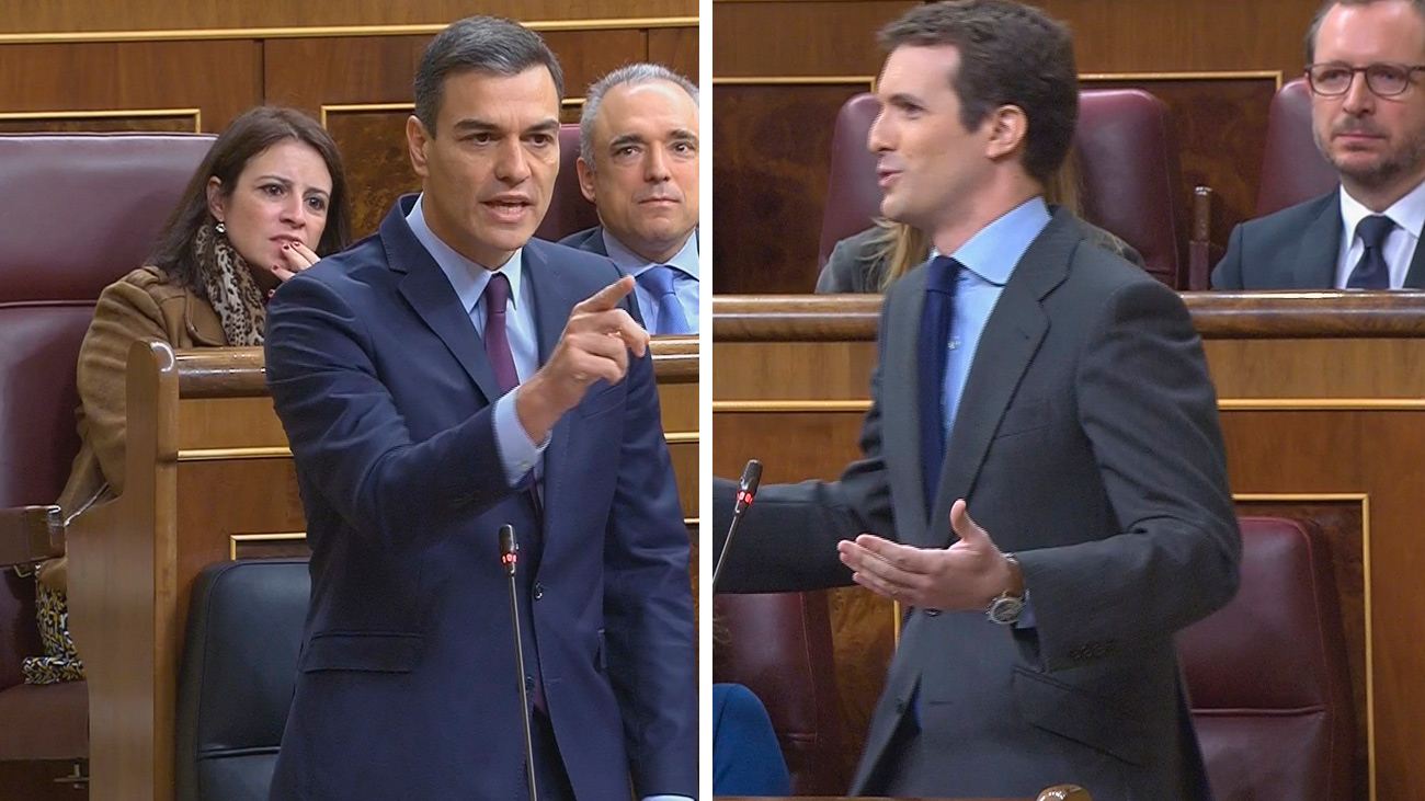Sánchez y Casado suben el tono de sus reproches en el Congreso