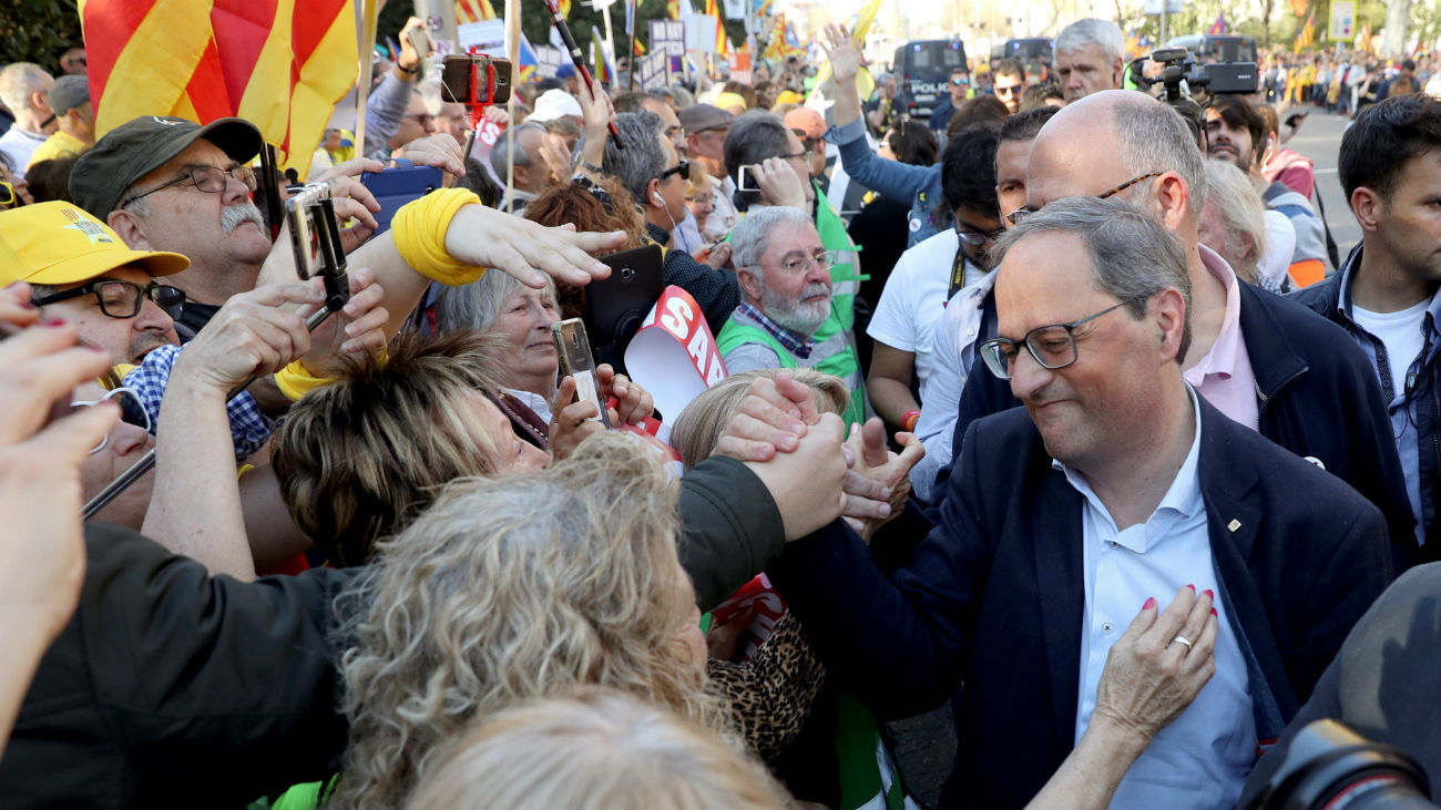 El presidente de la Generalitat, Quim Torra asiste a la manifestación en Madrid bajo los lemas "Autodeterminación no es delito" y "Democracia es decidir"
