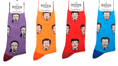 Llegan los ‘candidatines’, calcetines con la cara de los líderes políticos