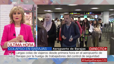 Largas colas y vuelos perdidos por la huelga de los trabajadores de seguridad de Barajas