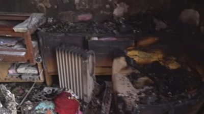 Una vela, el posible origen de un incendio que ha calcinado una vivienda en Moratalaz