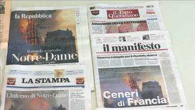 Así ha reaccionado la prensa internacional al incendio de Notre Dame