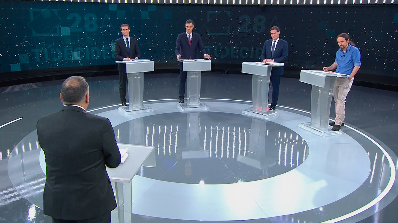 Imagen de uno de los debates electorales en las elecciones del pasado 28 de abril, en el cual no estuvo Santiago Abascal