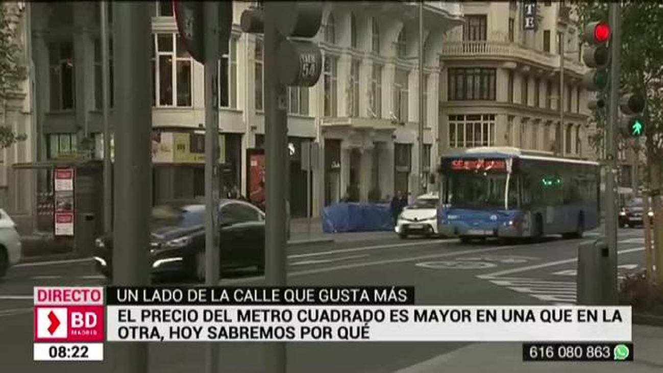 Las razones por las que alquilar en la acera par de la Gran Vía es mucho más caro