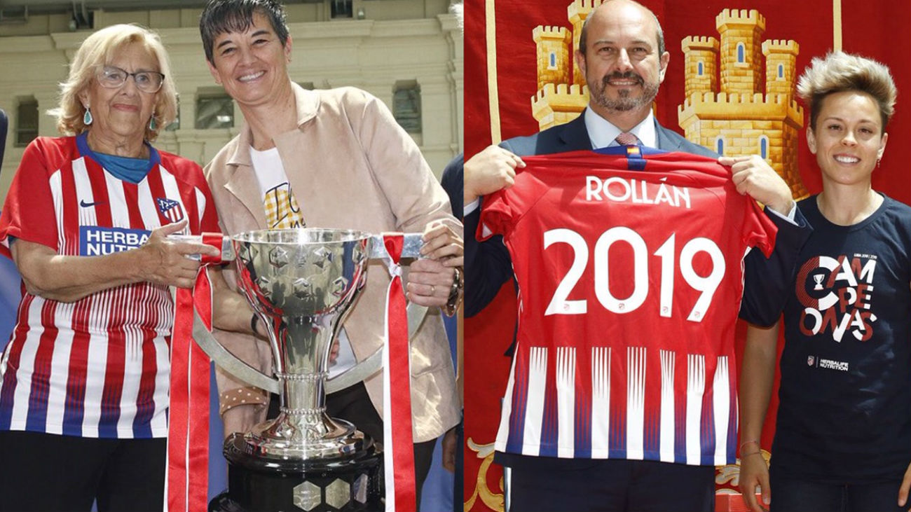 El Atlético femenino celebra su cuarta Liga en el Ayuntamiento y la Comunidad