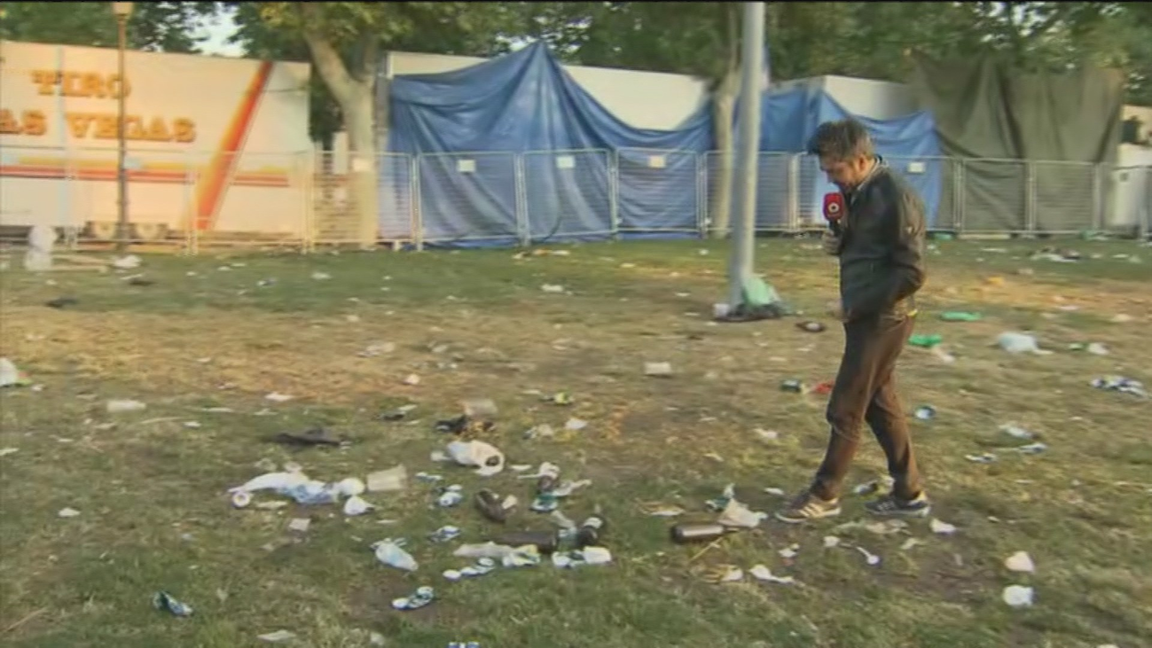 La Pradera de San Isidro repleta de basura tras terminar las fiestas