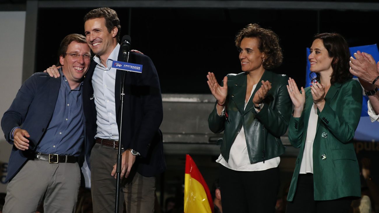 Los candidatos del Partido Popular junto al presidente del partido, Pablo Casado