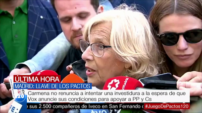 Carmena no descarta intentar una investidura para repetir como alcaldesa de Madrid