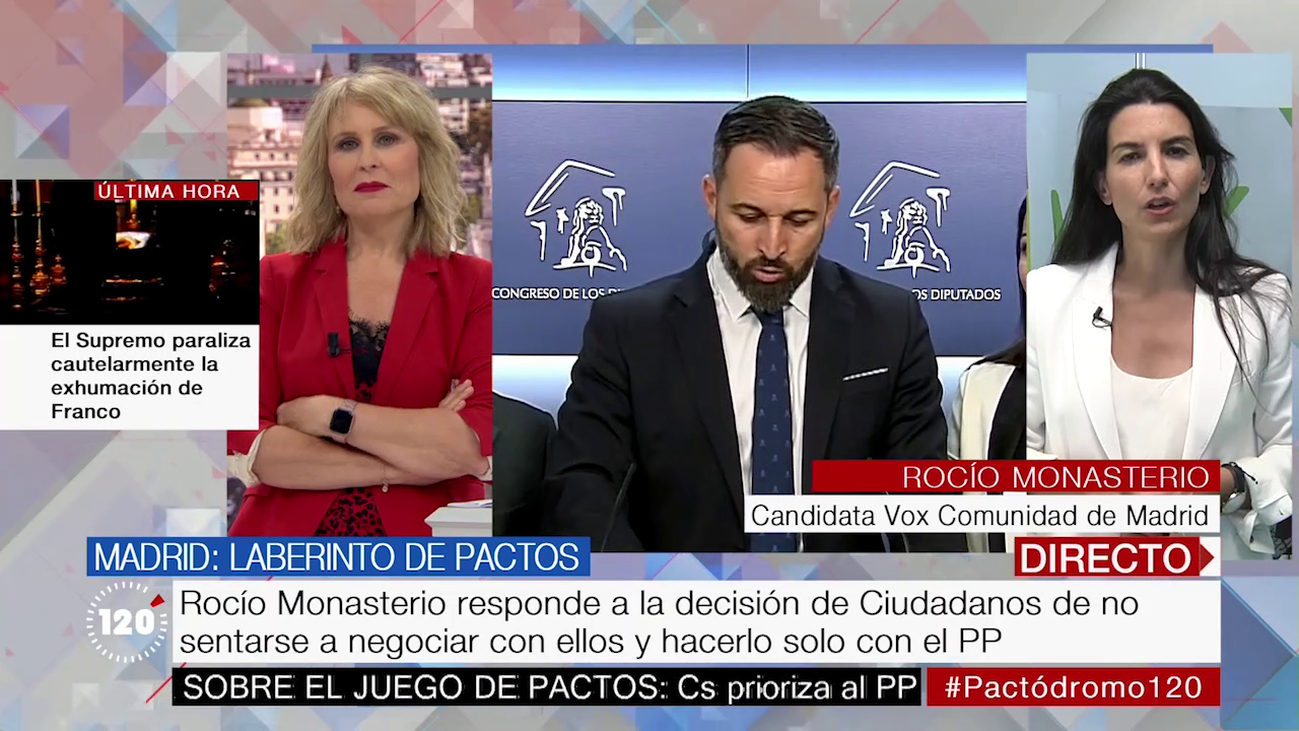 Rocío Monasterio: “Rivera obedece a Sánchez y no se sienta con Vox”