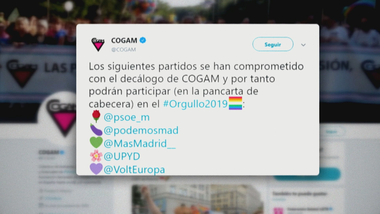 Cogam, tras vetar al PP y Cs: “Es incompatible estar en el Orgullo y con Vox”
