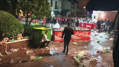 Lanzamiento de botellas en las fiestas de Getafe
