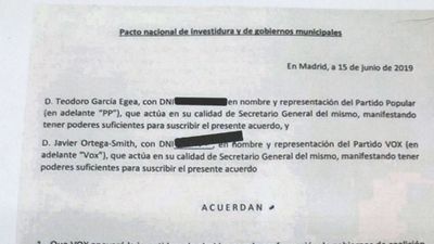 Vox muestra su pacto con PP y Cs y lo da por "roto"