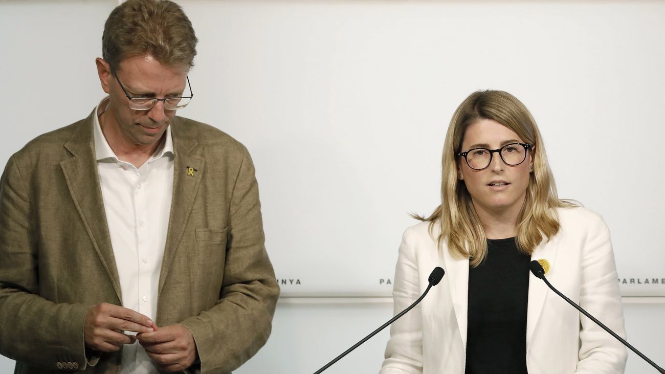 Los dirigentes de JxCat, Elsa Artadi  y Ferran Bel