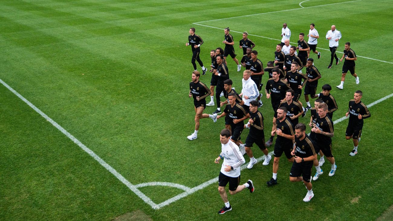 El Real Madrid, durante un entrenamiento de pretemporada