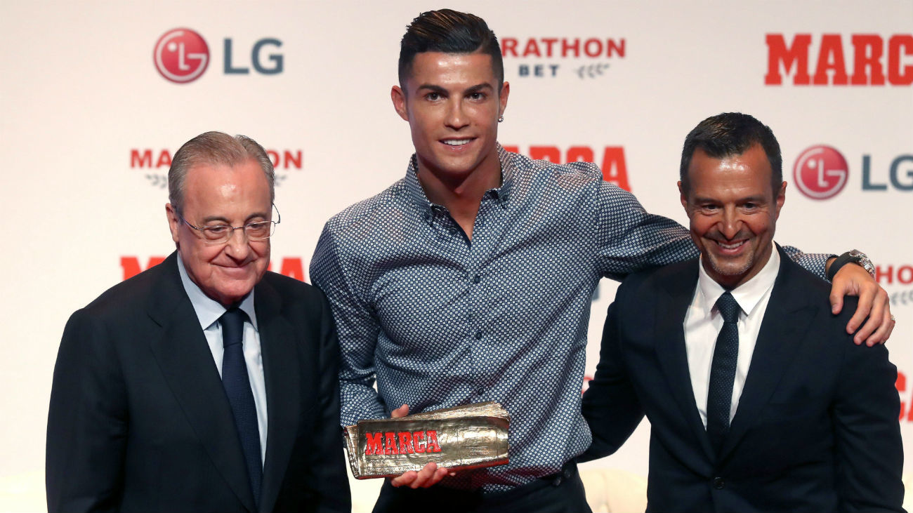 Florentino Pérez, Cristiano Ronaldo y Jorge Mendes