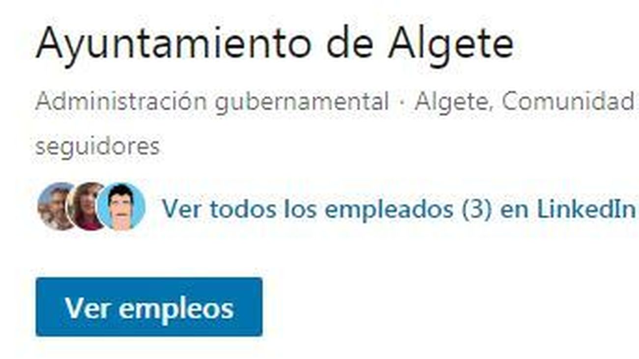 Perfil de Linkedin del Ayuntamiento de Algete