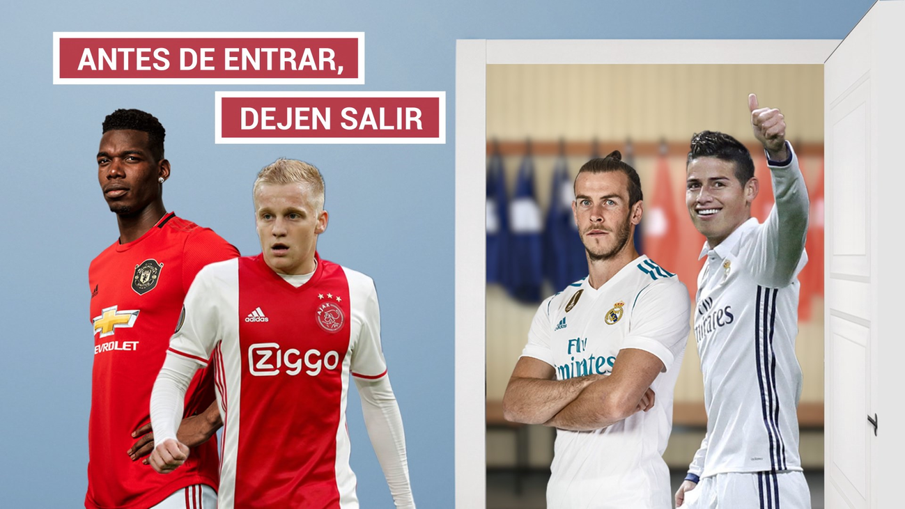 Pogba y Van de Beek, pendientes de las salidas de Bale y James