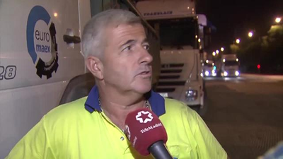 Trabajos de asfaltado en el Paseo de la Castellana