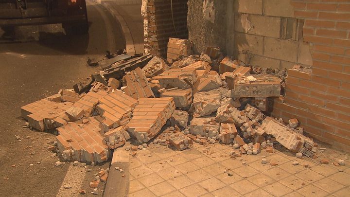 Estado del muro tras el impacto