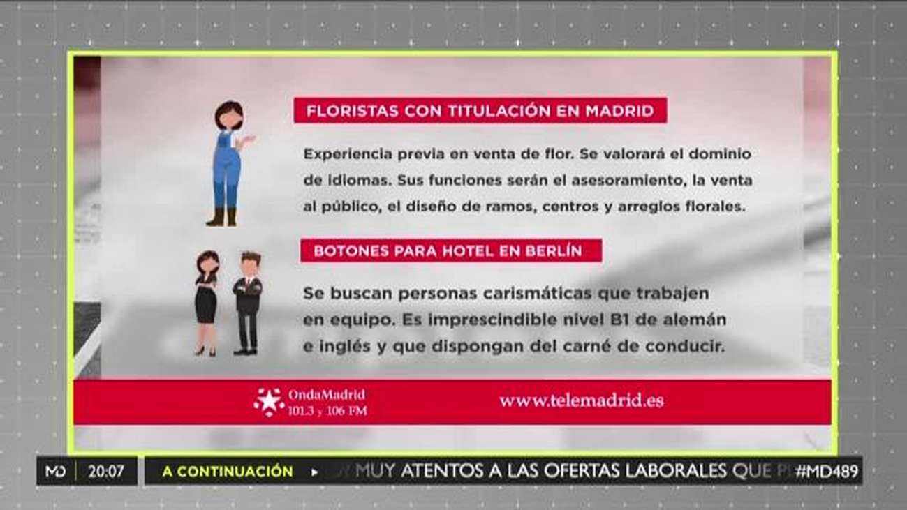 Se necesitan floristas en Madrid y botones de hotel en Berlín