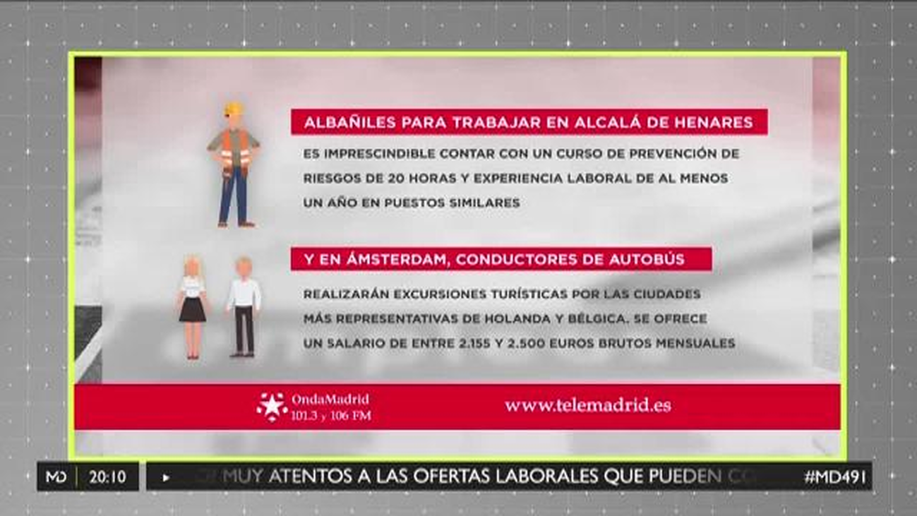 Se necesitan albañiles en Alcalá y conductores de autobús en Ámsterdam