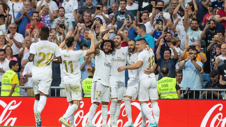 El Madrid celebra un gol en el Bernabéu / EFE