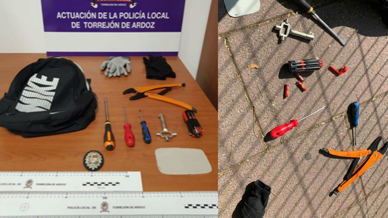 Material incautado por la Policía Local de Torrejón de Ardoz