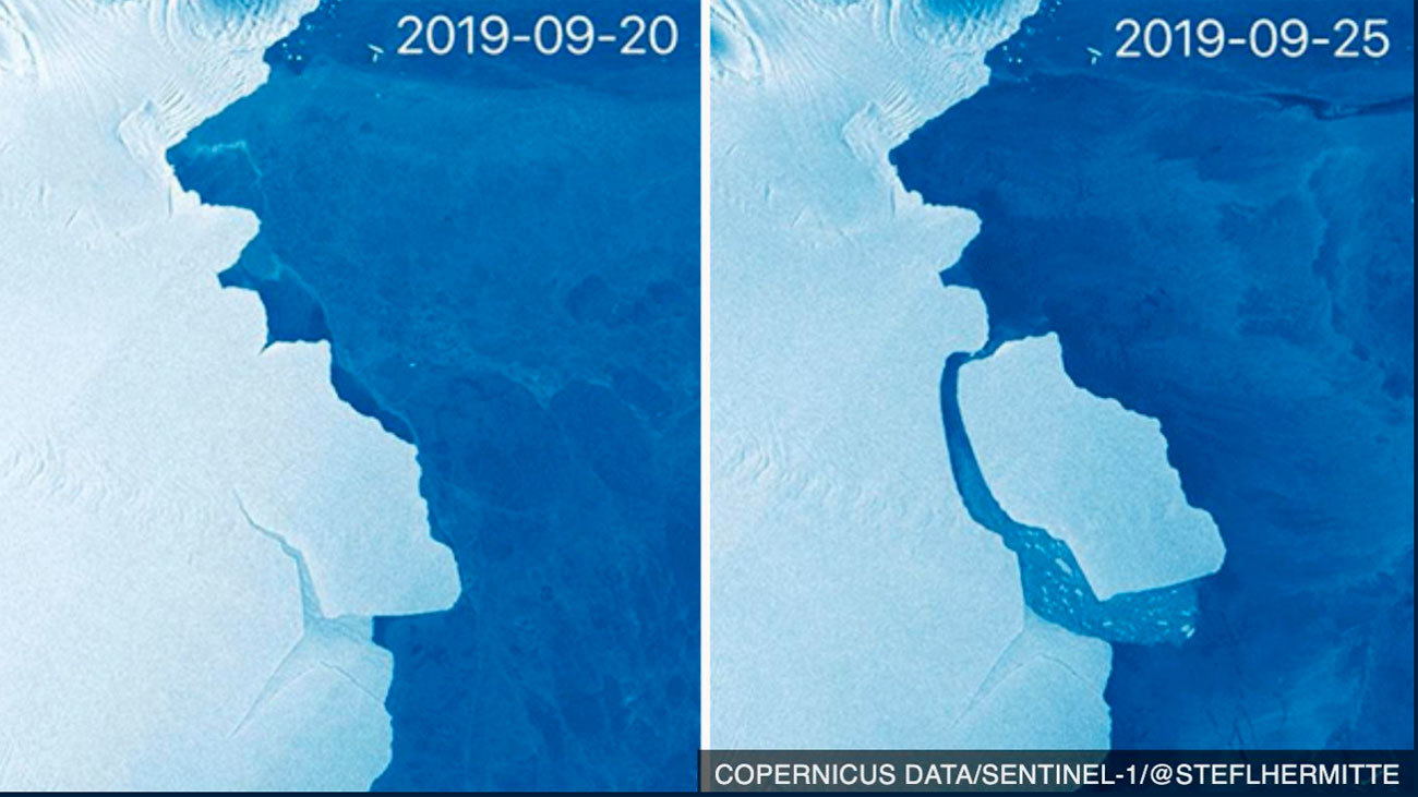 Un iceberg de casi tres veces el tamaño de Madrid se desprende en la Antártida