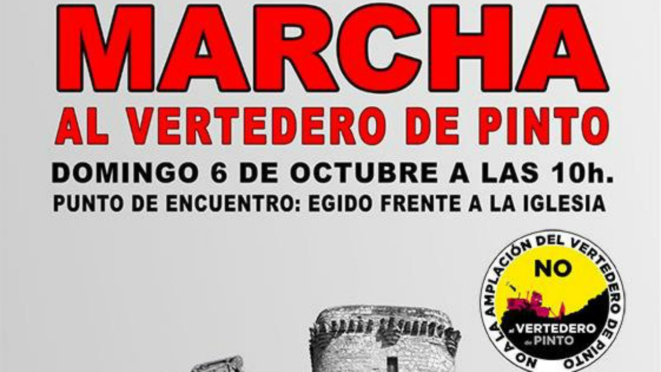 Cartel de la marcha contra la ampliación del vertedero de Pinto