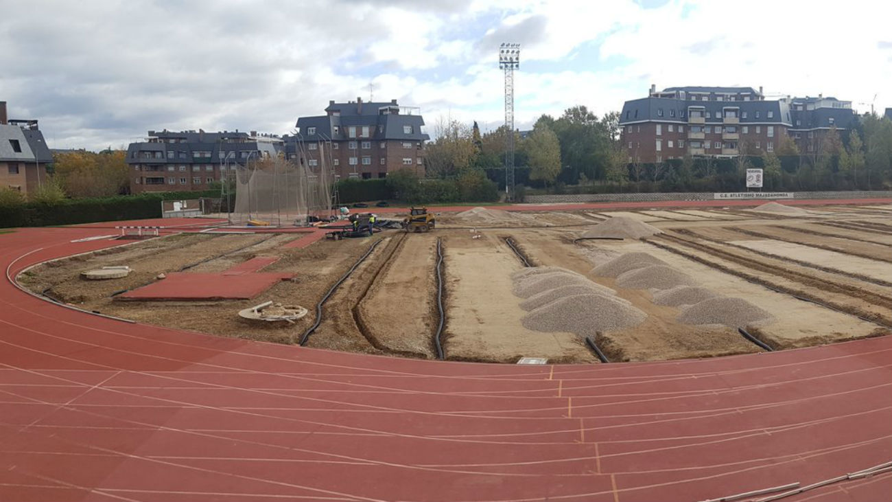 Obras en la pista de Atletismo de Majadahonda