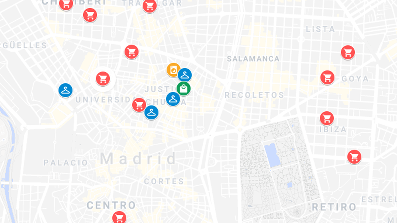 Mapa para comprar sin plásticos en Madrid