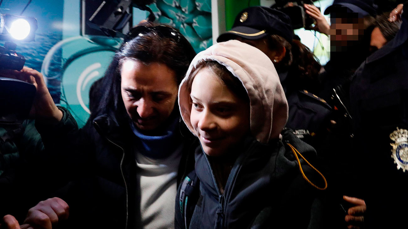 La activista sueca Greta Thunberg llegó este viernes a Madrid tras diez horas de viaje en Renfe