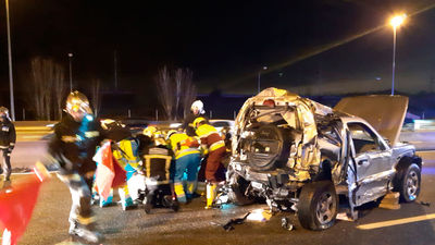 Seis heridos leves en un accidente múltiple  en la entrada a Madrid por la A-6 en Las Rozas