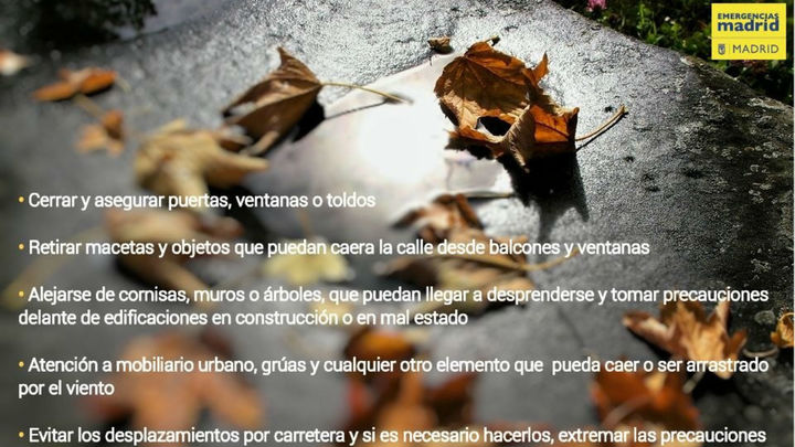 Recomendaciones de Emergencias Madrid