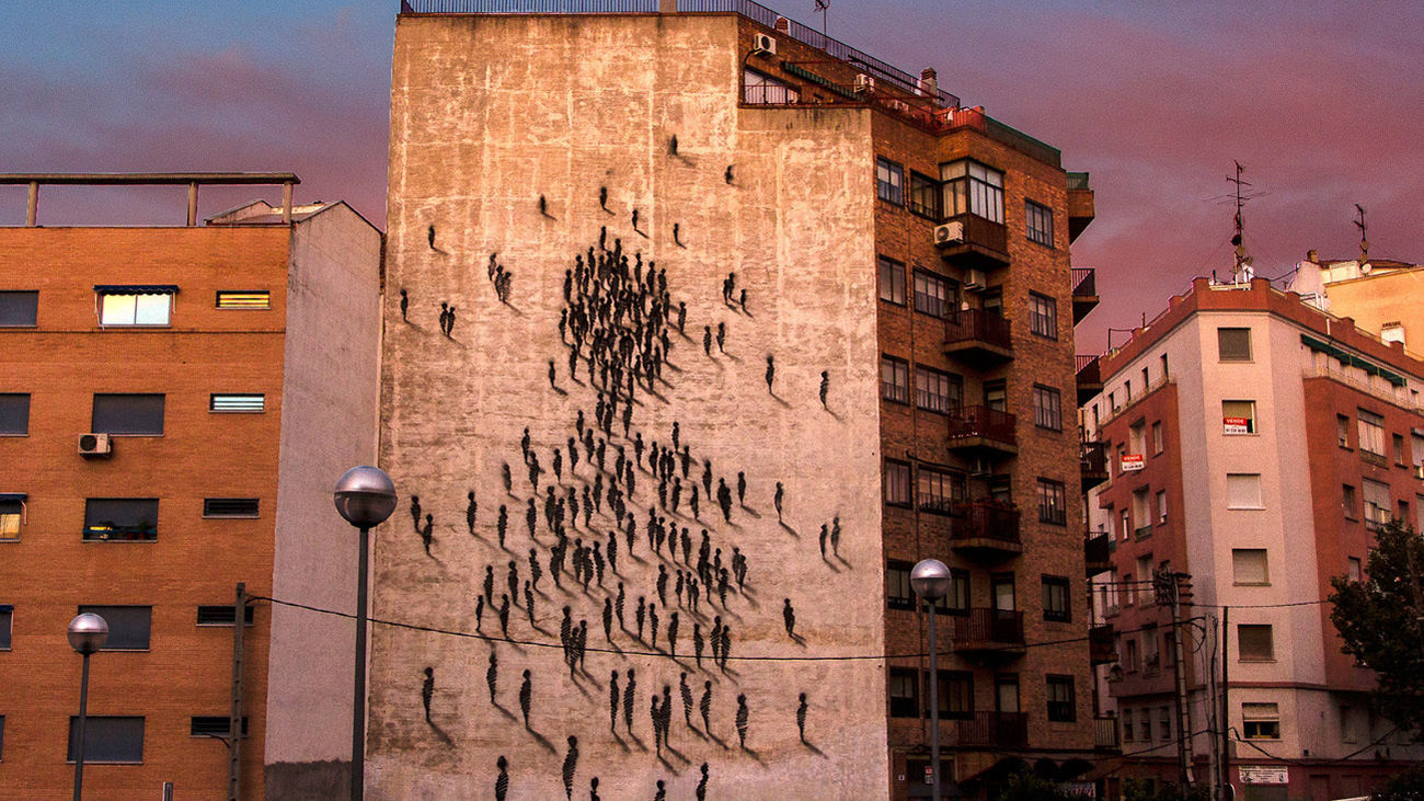 Suso33 está considerado como uno de los mejores artistas callejeros españoles. Plaza del poeta Leopoldo de Luis