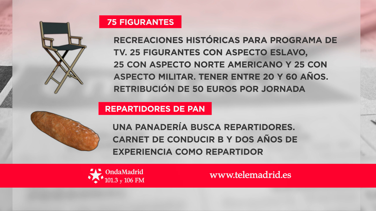 Se buscan figurantes para televisión y repartidores de pan