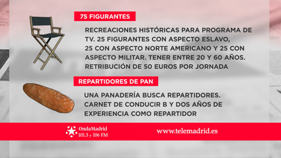 Se buscan figurantes para televisión y repartidores de pan