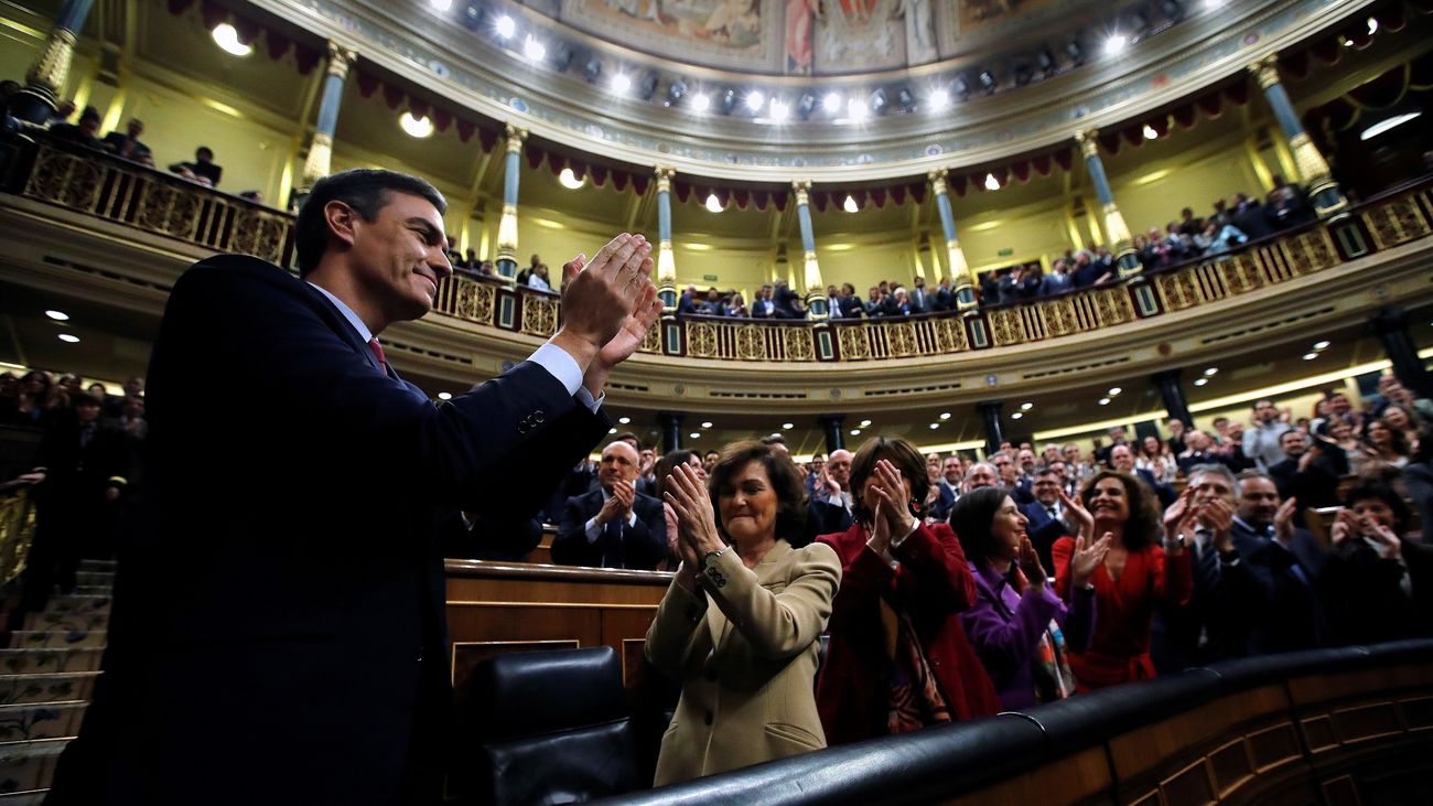 Pedro Sánchez, en el Congreso tras ser investido como presidente del Gobierno