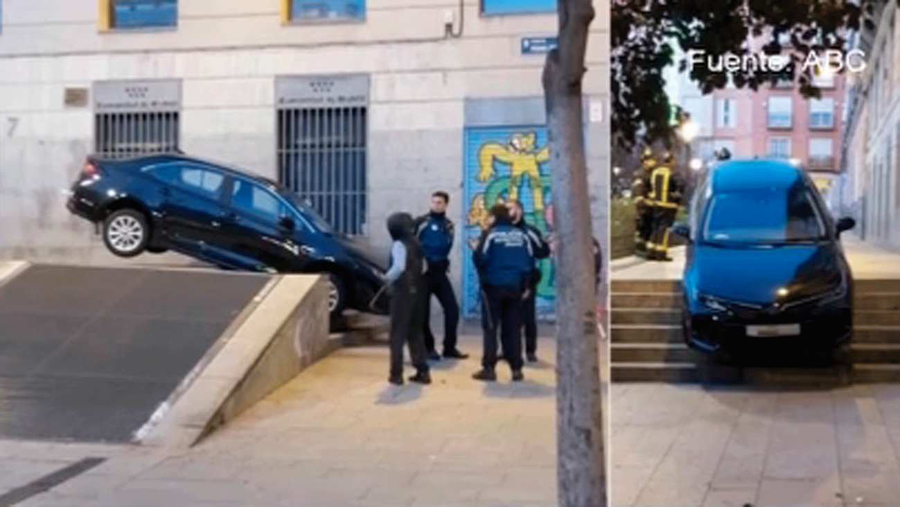 Los VTC de Madrid se encallan en las escaleras de la plaza peatonal Pedro Zerolo al seguir el GPS