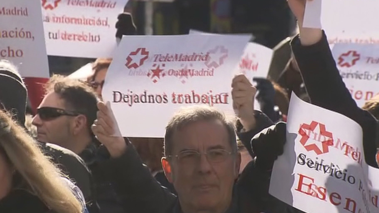 Trabajadores de Telemadrid y Onda Madrid protestan contra el "boicot" del Gobierno madrileño