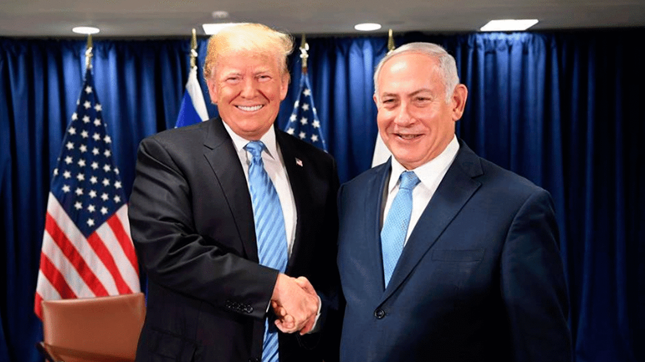 El presidente estadounidense, Donald Trump, junto con el primer ministro israelí, Benjamín Netanyahu