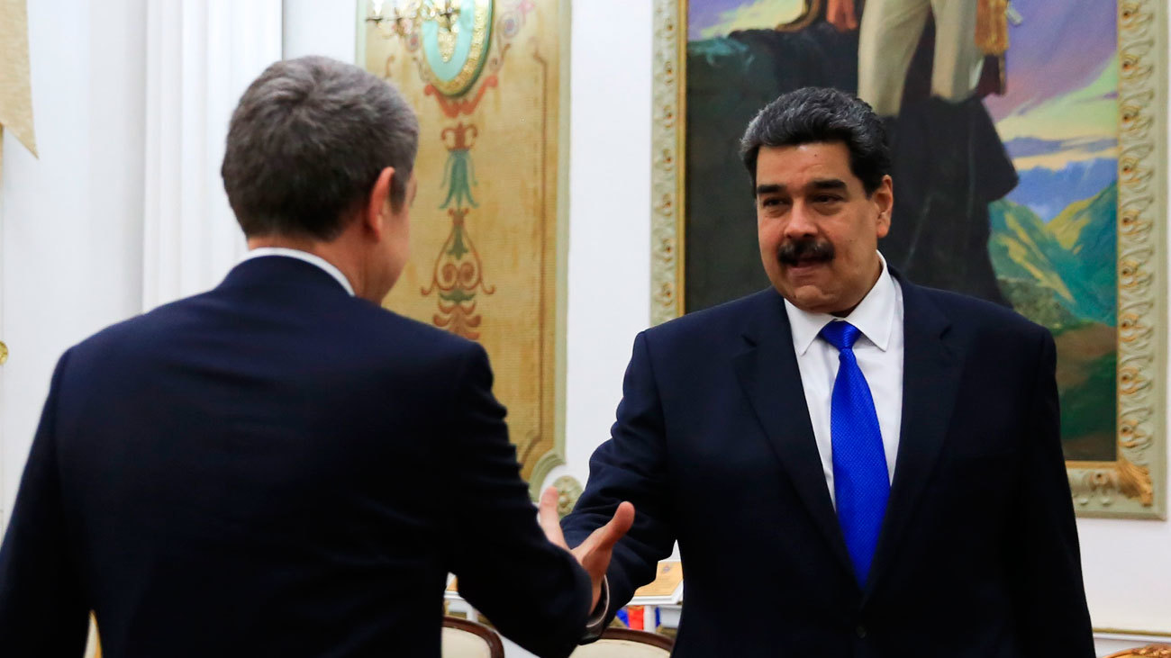 Zapatero fue recibido este viernes por el presidente de Venezuela,  Nicolás Maduro, y la vicepresidenta del país, Delcy Rodríguez