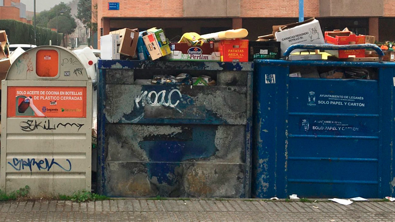 Contenedores de basura en Leganés