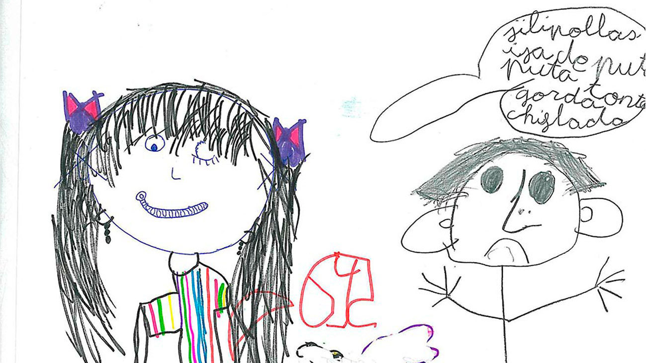 Dibujo realizado por una niña de 5 años, víctima de violencia de género