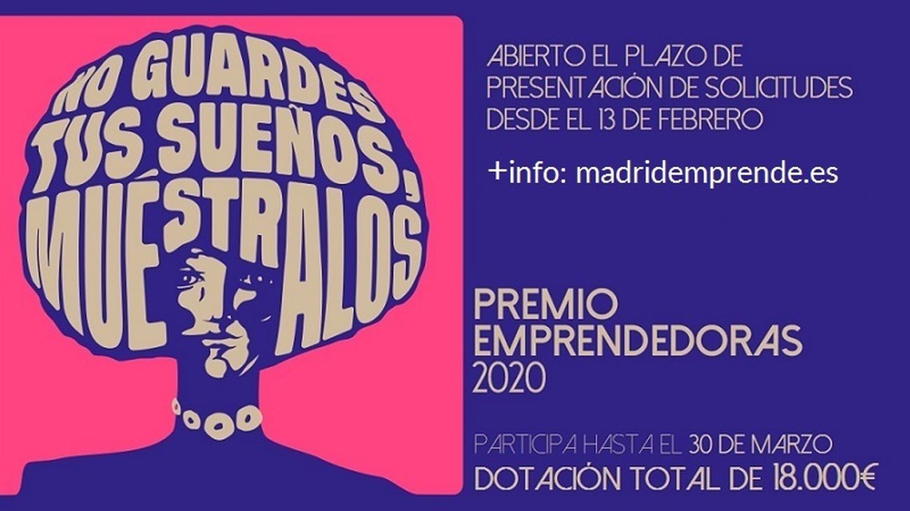 Abierto el plazo del Premio Emprendedoras 2020 de Madrid