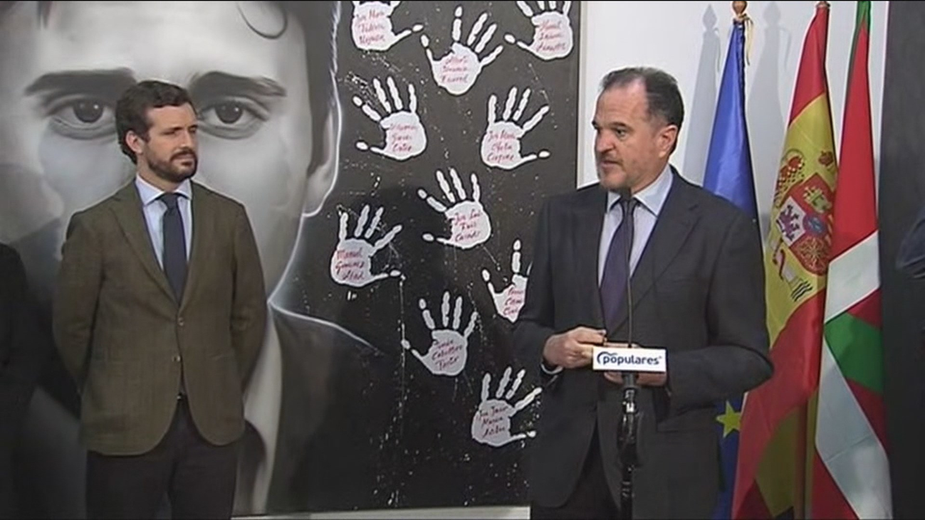 Casado destaca en Ermua que la coalición entre PP+Cs es el "único contrapeso al nacionalismo"
