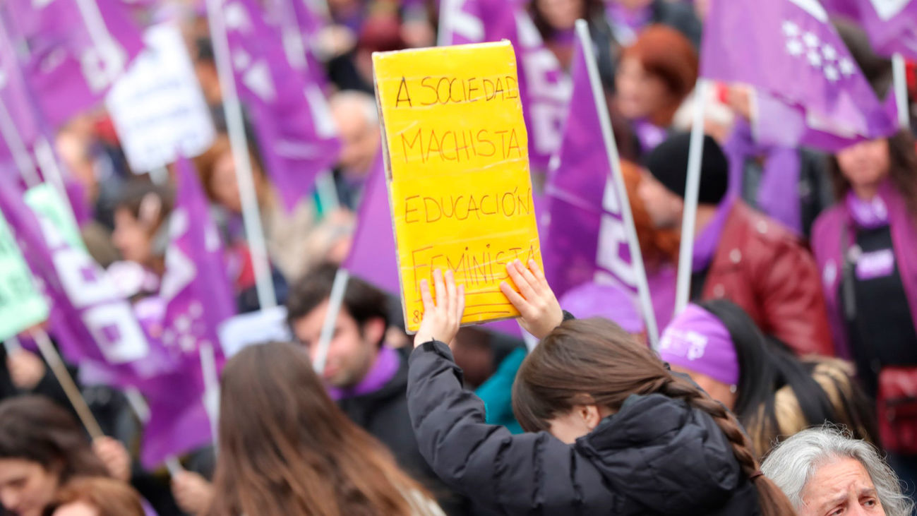 Manifestantes en el Día de la Mujer en Madrid