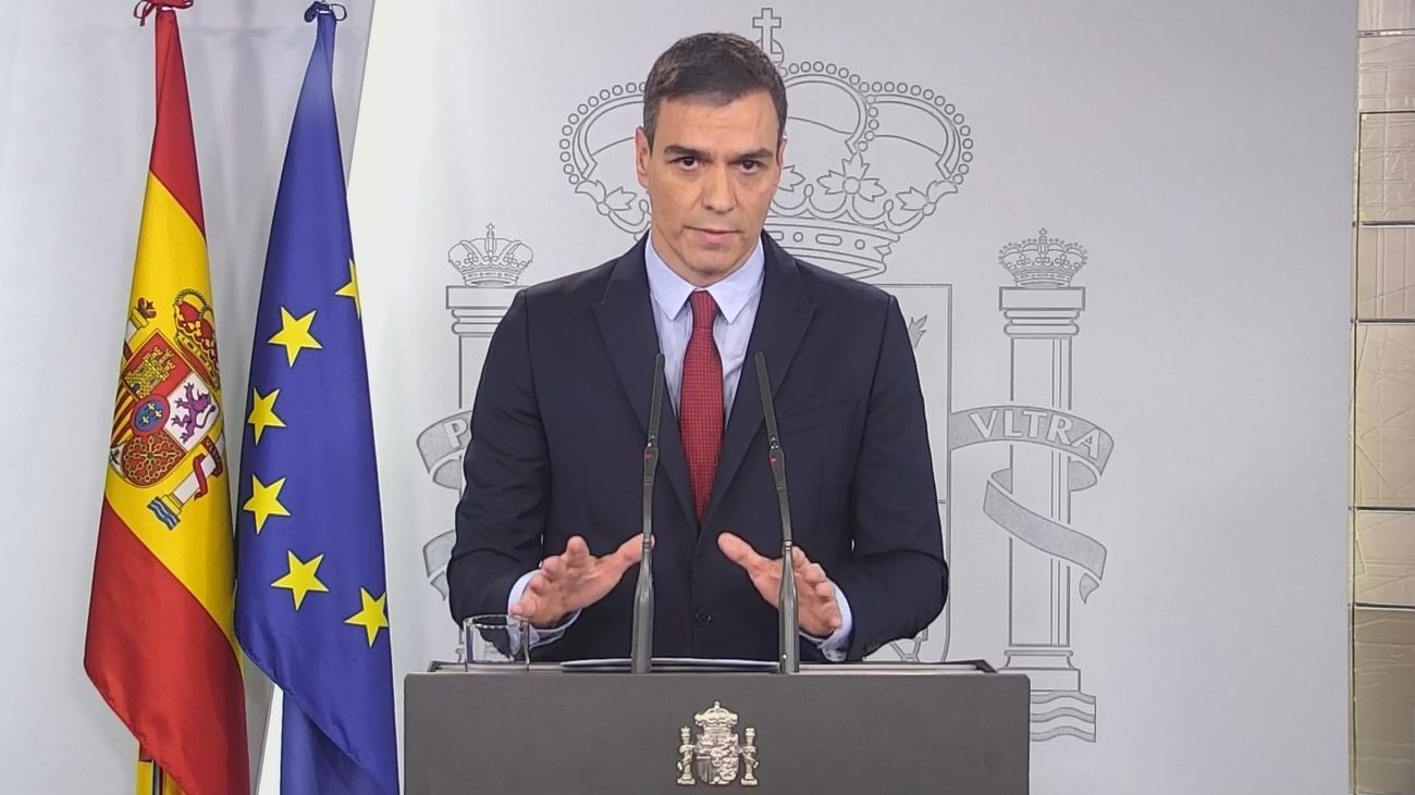 Sánchez, en la comparecencia públicar para decretar el estado de alarma