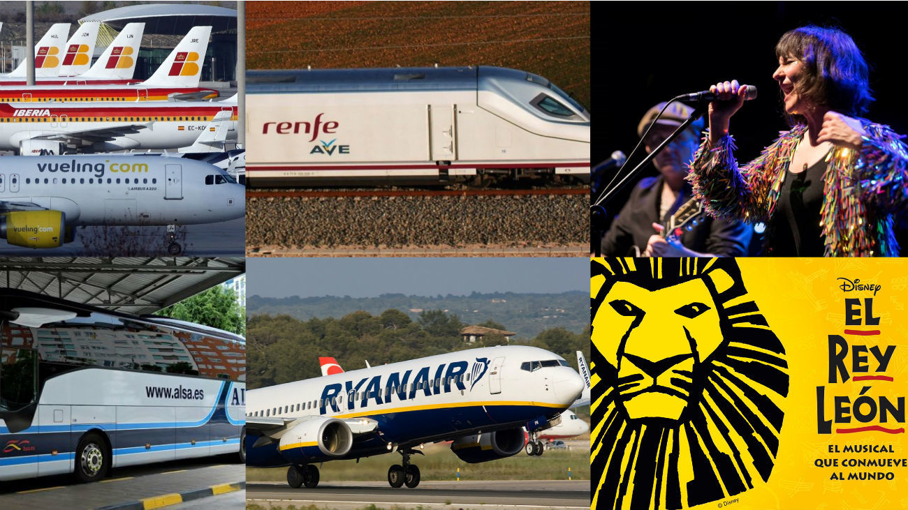 Iberia, Vueling, Ryanair, Alsa, El Rey León y Amaral